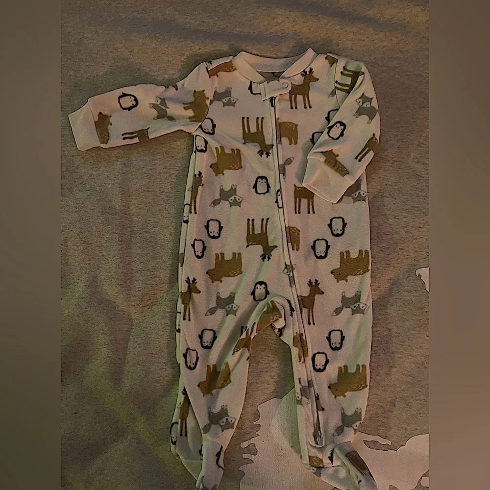 Carters: Simple Joys | Fleece Nordic Animals Zippered Pjs | 3-6mo